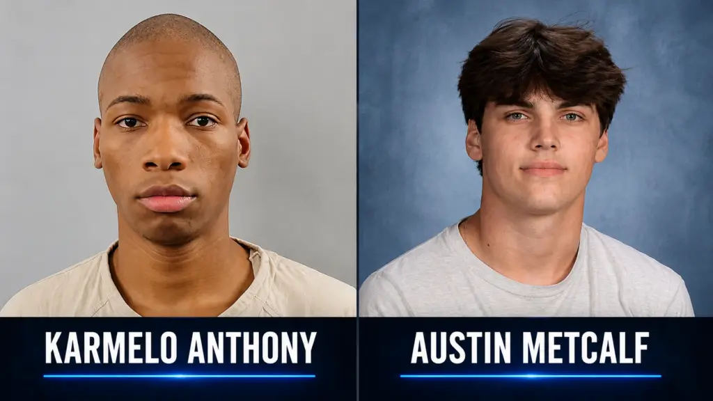 Side-by-side image of Karmelo Anthony and Austin Metcalf as new court disclosures emerge about evidence withheld from jurors.